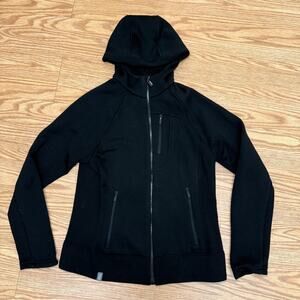 Icebreaker women's Medium black wool full zip insulated hoodie sweater jacket
